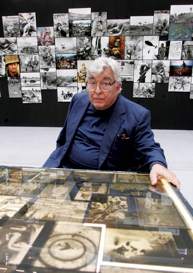 Horst Faas poses at the exhibition Visible War in Hannover, Germany, in 2005.