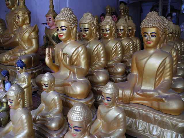 Buddhist statues waiting to be sold in Phnom Penh