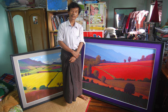 Colour me bad: Win Pe Myint, who uses vivid colours in his work, says the Myanmar censors’ fear of the colour red was “very funny”