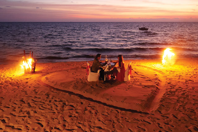 Sea of love: dinner on the beach is just one of the romantic treats available at Chen Sea Resort.