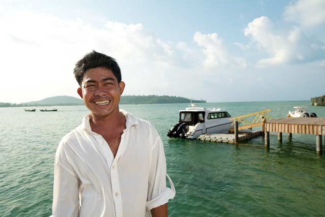 Upwardly mobile: Sin Sarouen, one of the islands' original inhabitants, has become an integral part of the Song Saa team