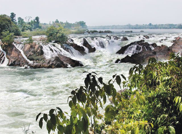 Tides of change: the 240-megawatt Don Sahong dam, which will be located in Si Phan Don (below), Laos, will have a massive impact on the economies, food security and natural landscapes of Laos, Thailand, Cambodia and Vietnam