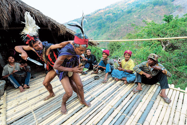 A traditional dance in a Chin village 