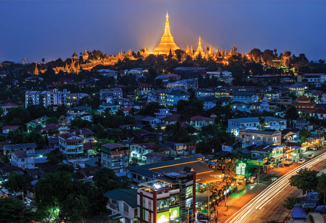 Golden horizons:  Sule Pagoda, aglow  above the streets of Yangon.  Catherine Karnow (USA)