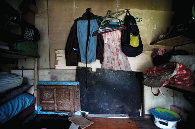 Cramped conditions: Leo’s house is roughly six square metres and sleeps six people. Photo: Luc Forsyth