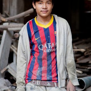 Noey Savoeun, 22, construction worker. Savoeun moved to Phnom Penh from rural Svay Rieng province five years ago, and he now lives at the construction site where he works. “The working conditions here are normal, no one has been hurt,” he said, adding that he wants to farm, to raise animals and a family. When asked about trade unions, he said he doesn’t know what they are. After an explanation, he said: “It’s a good idea, I’d like to join if there was one”. Photo: Francis Wilmer for SEA Globe 