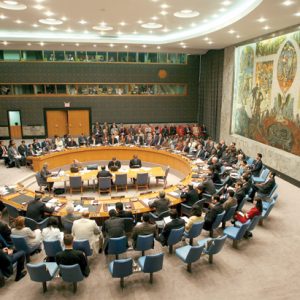 In the round: a UN security council meeting on Myanmar at the United Nations building in New York. The council held its first session on January 17, 1946. Photo: Emmanuel Dunand/AFP