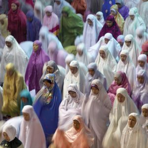 Keep the faith: women perform an evening prayer at Istiqlal Mosque in Jakarta. Indonesia is the world’s largest Muslim-majority country