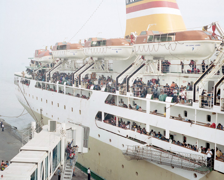 Standing room: Pelni ships can legally carry up to 3,000 passengers, but they usually operate way over capacity