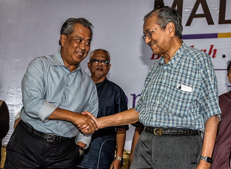 Mahathir Mohamad and Muhyiddin Yassin of the United Malaysian People’s Party