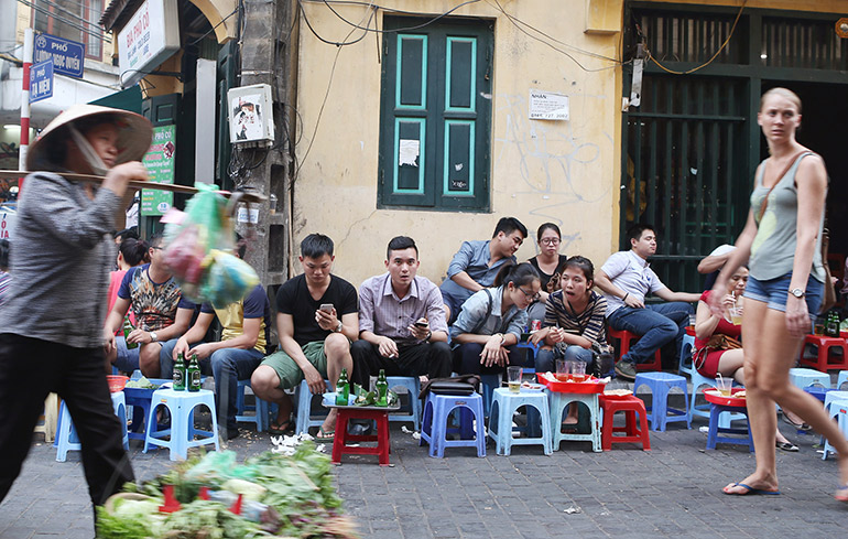 The Bia Hoi Corner in the Old Quarter of Hanoi, Vietnam