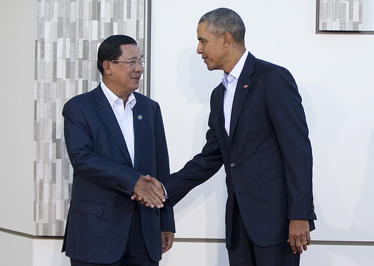 Hun Sen and Barack Obama