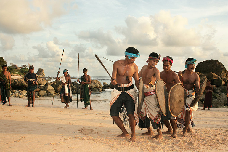 A traditional performance by Sumba dancers at Nihiwatu