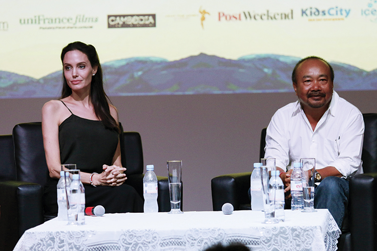 Angelina Jolie with Rithy Panh at the 2015 Cambodian International Film Festival