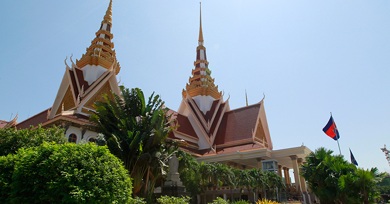 A general view shows the National Assembly building in Phnom Penh, Cambodia