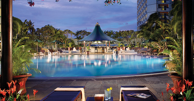 The swimming pool at Swissotel The Stamford