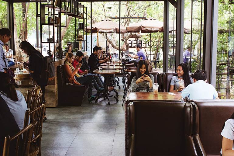 Cambodian chain Brown Coffee has more than 15 stylish cafés, which are popular congregation spots for young people addicted to social media