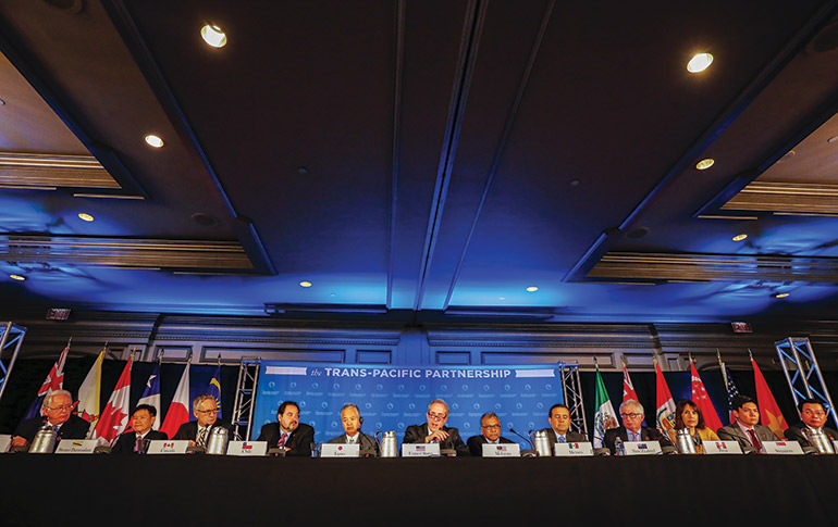 Trade ministers from the 12 TPP member countries in October 2016