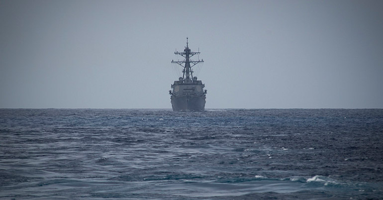 A US Navy Warship in the South China Sea