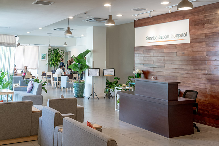 The reception area of the $35m privately run Sunrise Japan Hospital in Phnom Penh, which opened for business in September 2016. Photo: Sam Jam