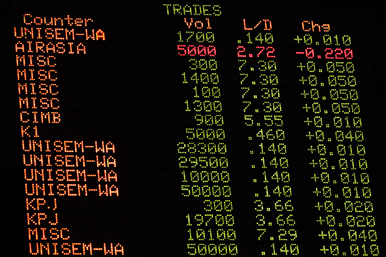 An electronic display board showing global stock market indices at the stock exchange in Kuala Lumpur, Malaysia, 29 December 2014. Photo: EPA/Fazry Ismail