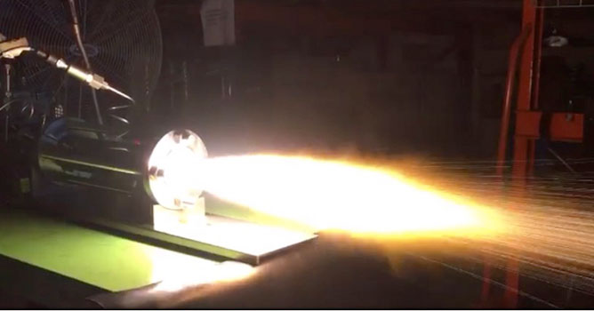 Small rocket engine test being done at the Singapore factory Southeast Asia Globe 2018