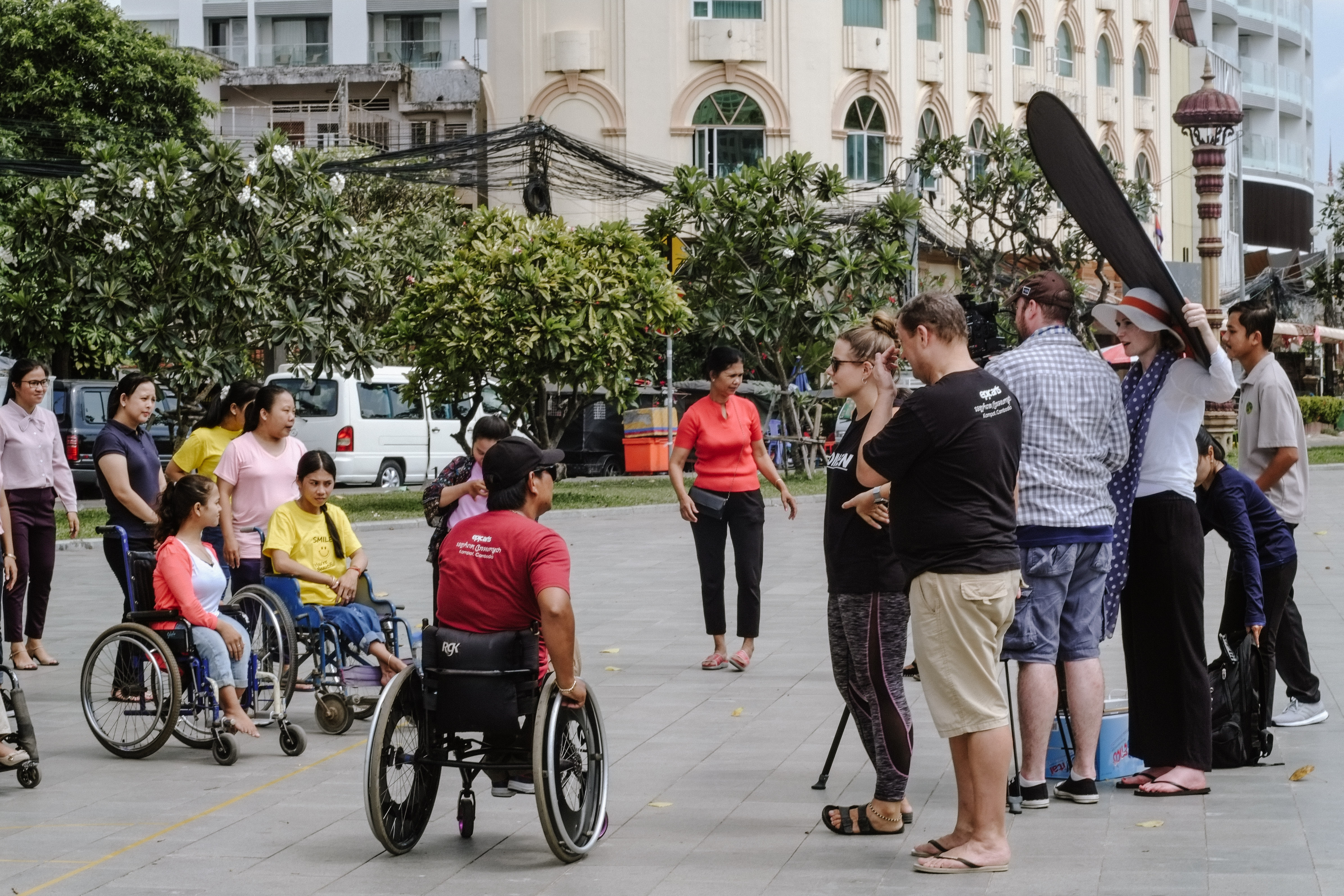 On the set of the Rise Up music video at a park in Phnom Penh. It was shot by UK-based production company Junction 15. Photo: Lesly Lotha