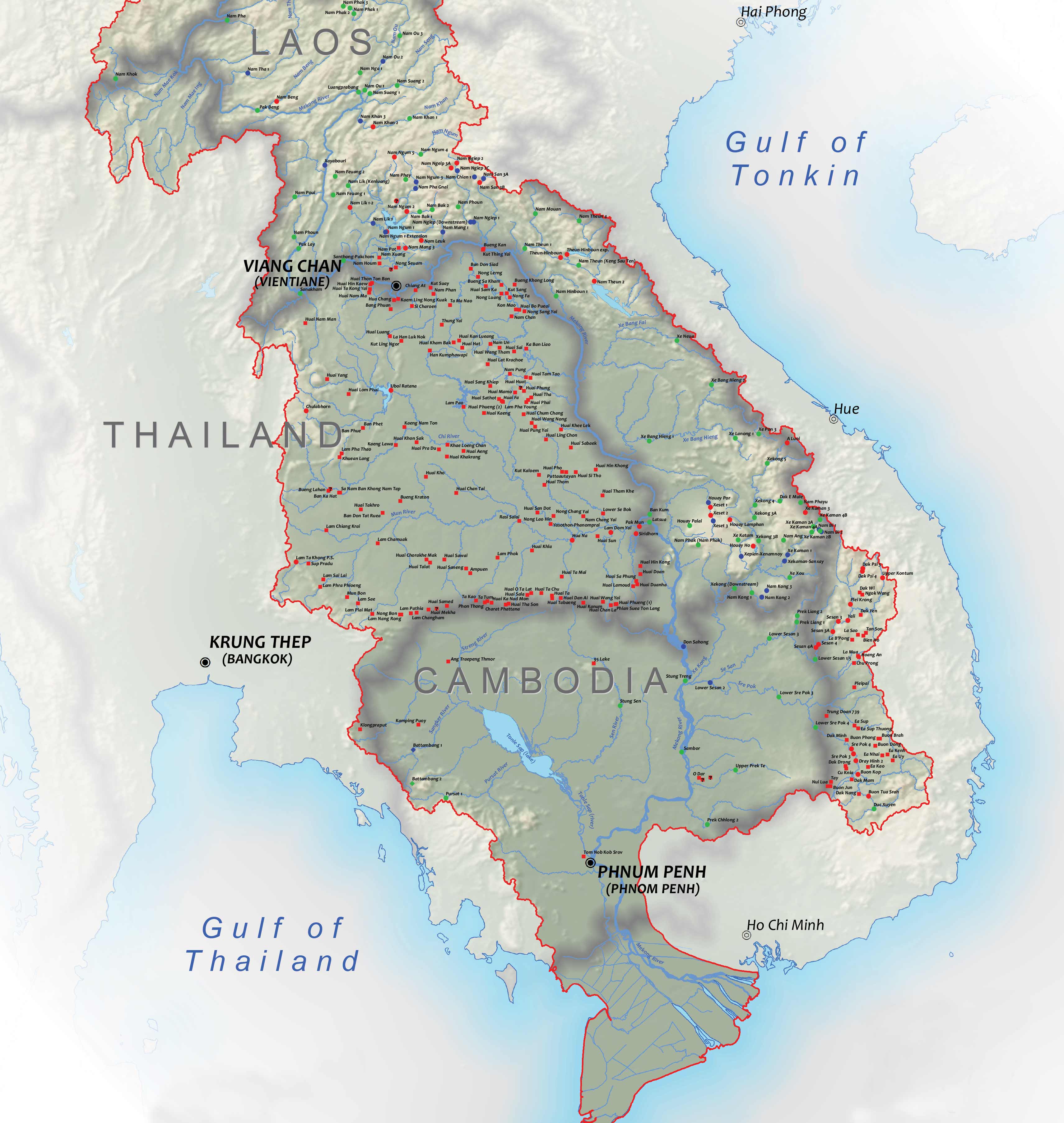 Hydropower dams along the Mekong. Map by: CGIAR Research Program on Water, Land and Ecosystems