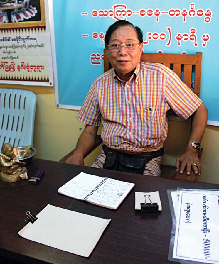 Beautiful beasts: Min Kyaw Khaung believes that white elephants herald a bright future