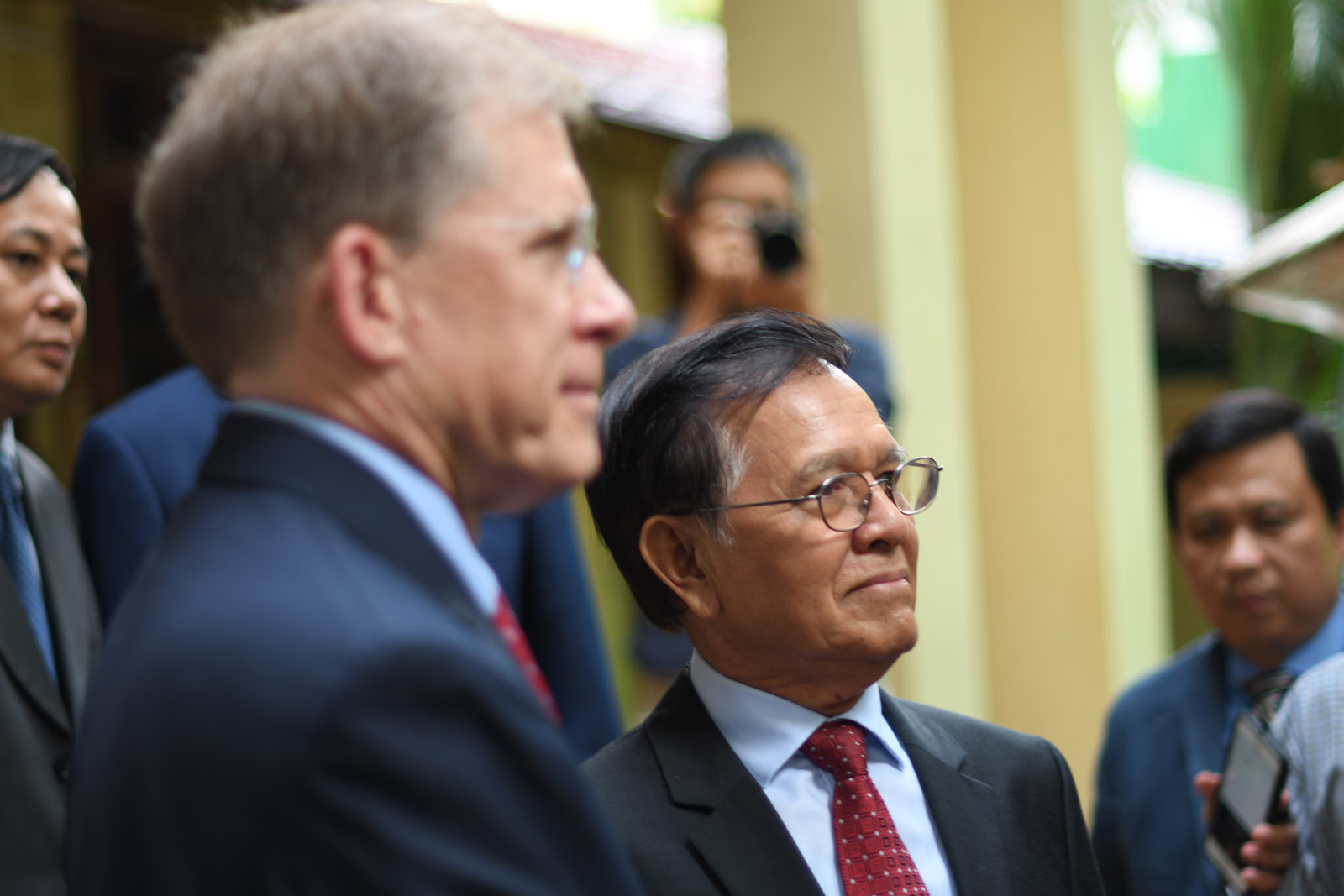 Kem Sokha pictured ahead of his meeting with U.S. Ambassador W. Patrick Murphy (L) on Nov. 11 2019. Photo: Simon Roughneen