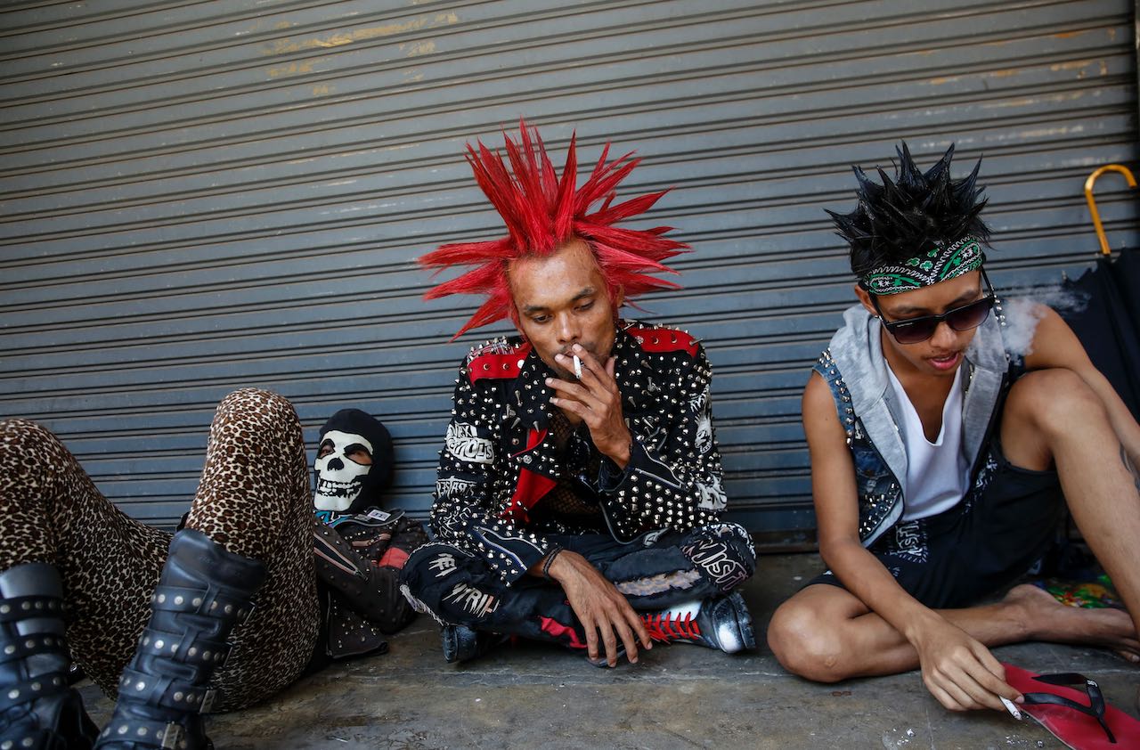 Punks and headbangers re-emerged with during Myanmar's transition. A few here during 2018's Thingyan water festival in Yangon. Photo: EPA-EFE/Lynn Bo Bo