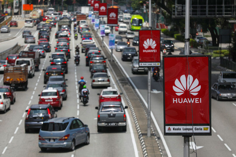 The logo of China's Huawei Technologies Co in Kuala Lumpur, Malaysia in June 2019. Most Southeast Asian countries are ignoring the so-called '5G Cold War' after the United States launched a campaign against Huawei. Photo: EPA-EFE/Fazry Ismail