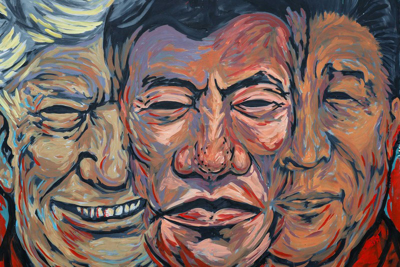 Section of an effigy of US President Donald J. Trump, Philippines President Rodrigo Duterte and China's President Xi Jinping during a rally in Quezon City, Philippines, 22 July 2019. Photo: EPA-EFE/Mark R. Cristino